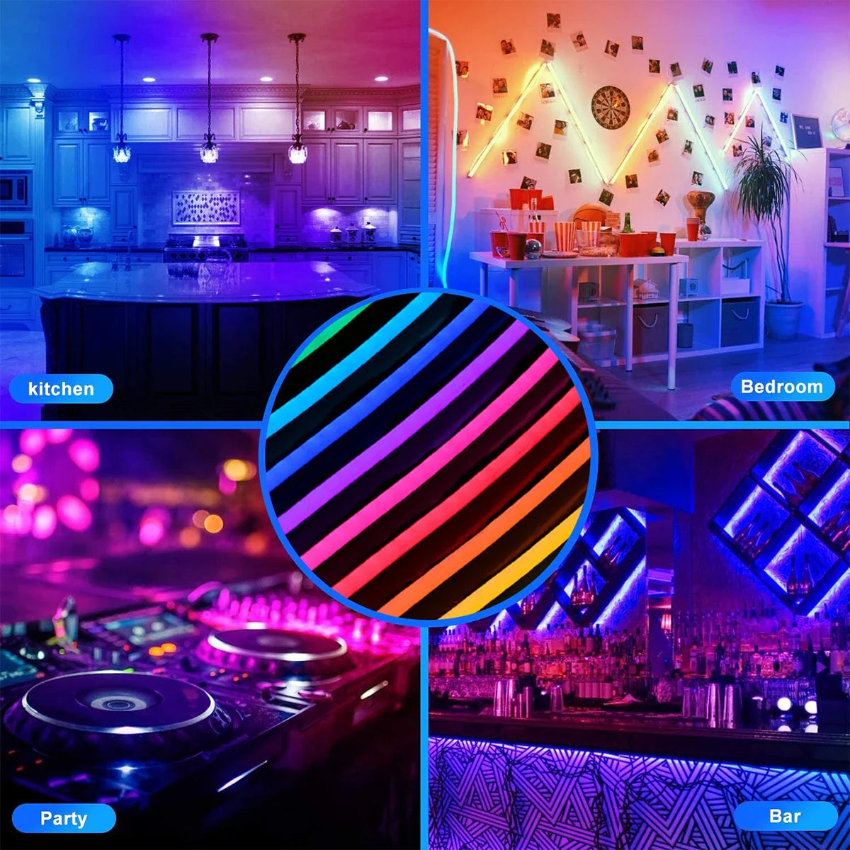 Eliteridegear 3M RGB LED neon light strip with remote control, waterproof USB flexible strip for party, bedroom, and decorative lighting
