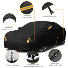 Eliteridegear NEVERLAND car cover in black, full exterior protection, made of 190T polyester taffeta, size XL 500x185x150cm