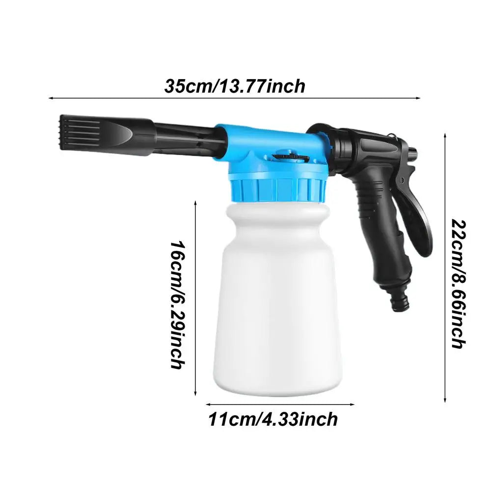 Eliteridegear foam cannon for garden hose, 1L handheld pressurized soap foam sprayer with adjustable nozzle and ergonomic design.
