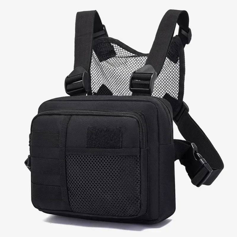 Eliteridegear multi-function tactical vest with chest rig, waterproof Oxford fabric, unisex design, suitable for streetwear and sports.
