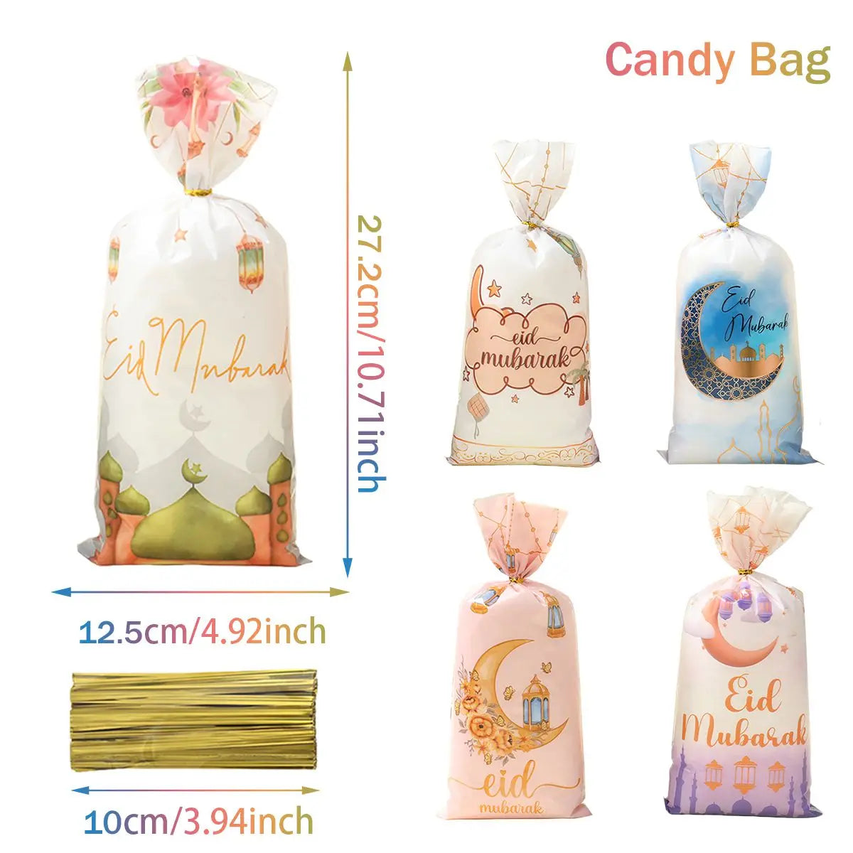 Eid Mubarak Gift Cookie Bags With Straps for Ramadan Decor