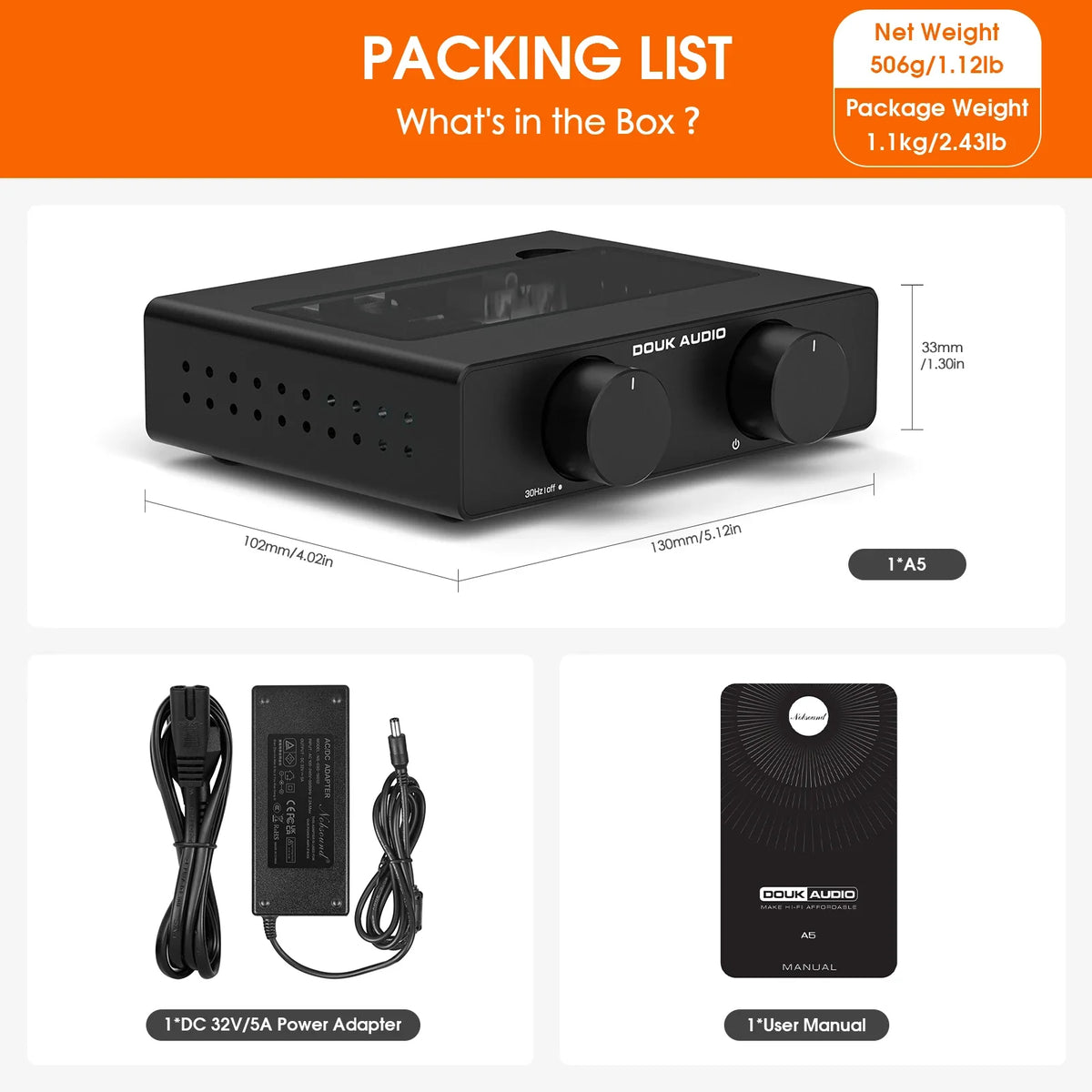 Douk Audio A5 Mini TPA3255 Class D Power Amp HiFi 300W Home