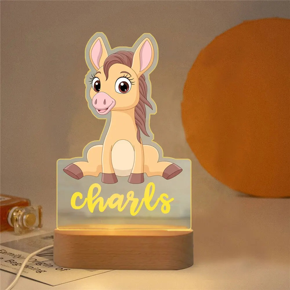 Personalized Kids Animal Night Light Custom Name Lamp