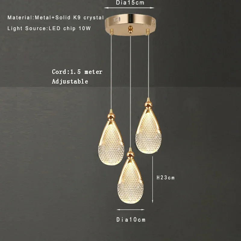 Fensycoco Acrylic Pendant Light Adjustable Cord For Dining
