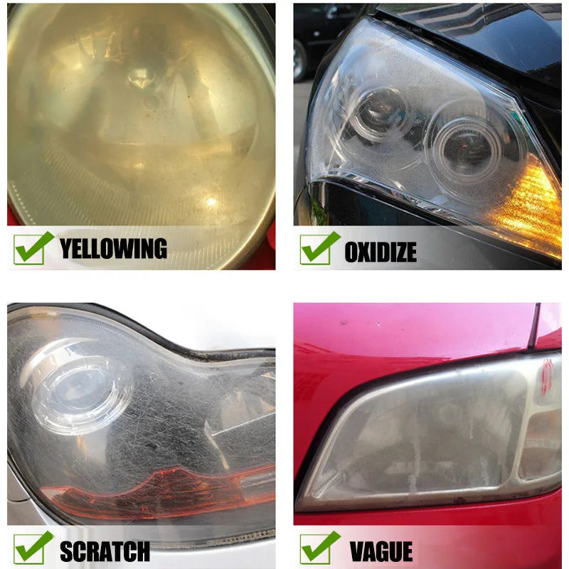 Eliteridegear car headlight polishing agent and scratch remover fluid kit with repair and renewal liquid for headlight maintenance.