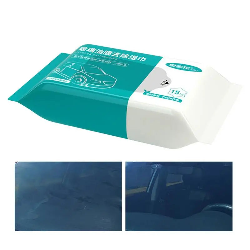 Eliteridegear car glass cleaning wipes on windshield and window surfaces for streak-free shine and clarity.