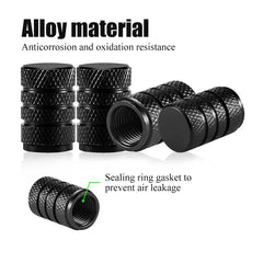 Set of four Eliteridegear aluminum car wheel tire valve stem caps with dust covers for protection and easy installation.