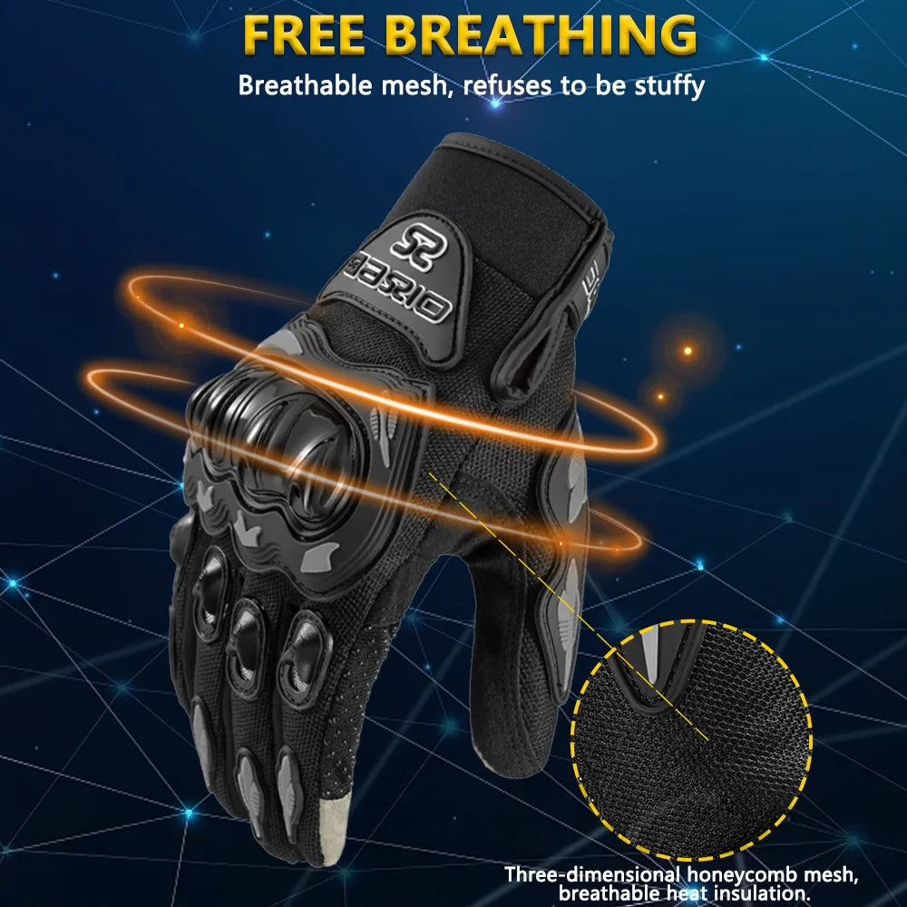 Eliteridegear breathable full finger motorcycle gloves with non-slip, wear-resistant material and touch screen compatibility for motocross riding.