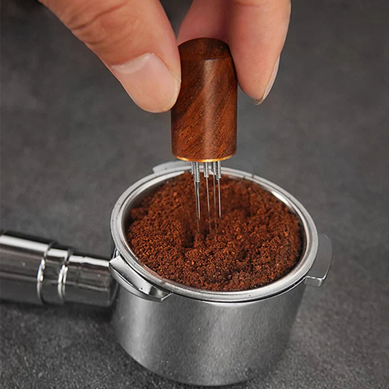 Stainless steel Adistore coffee tamper spring for espresso tamping, with ergonomic handle and durable construction.