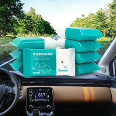 Eliteridegear car glass cleaning wipes for windshield and windows showing the pack and a clean, streak-free glass surface.
