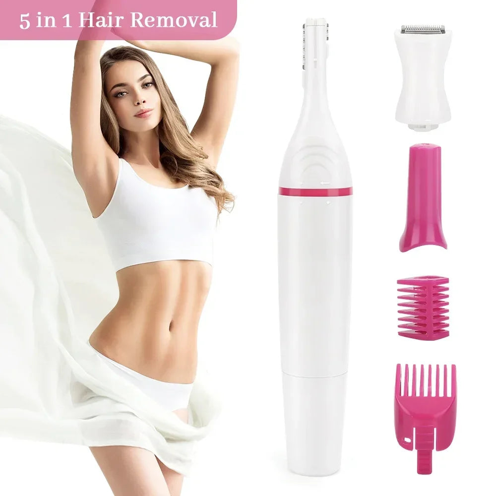 5 In 1 Body Hair Remover Epilator Trimmer Women Bikini Hair Leg Hair Portable Women Painless Razor Shaver Tool care