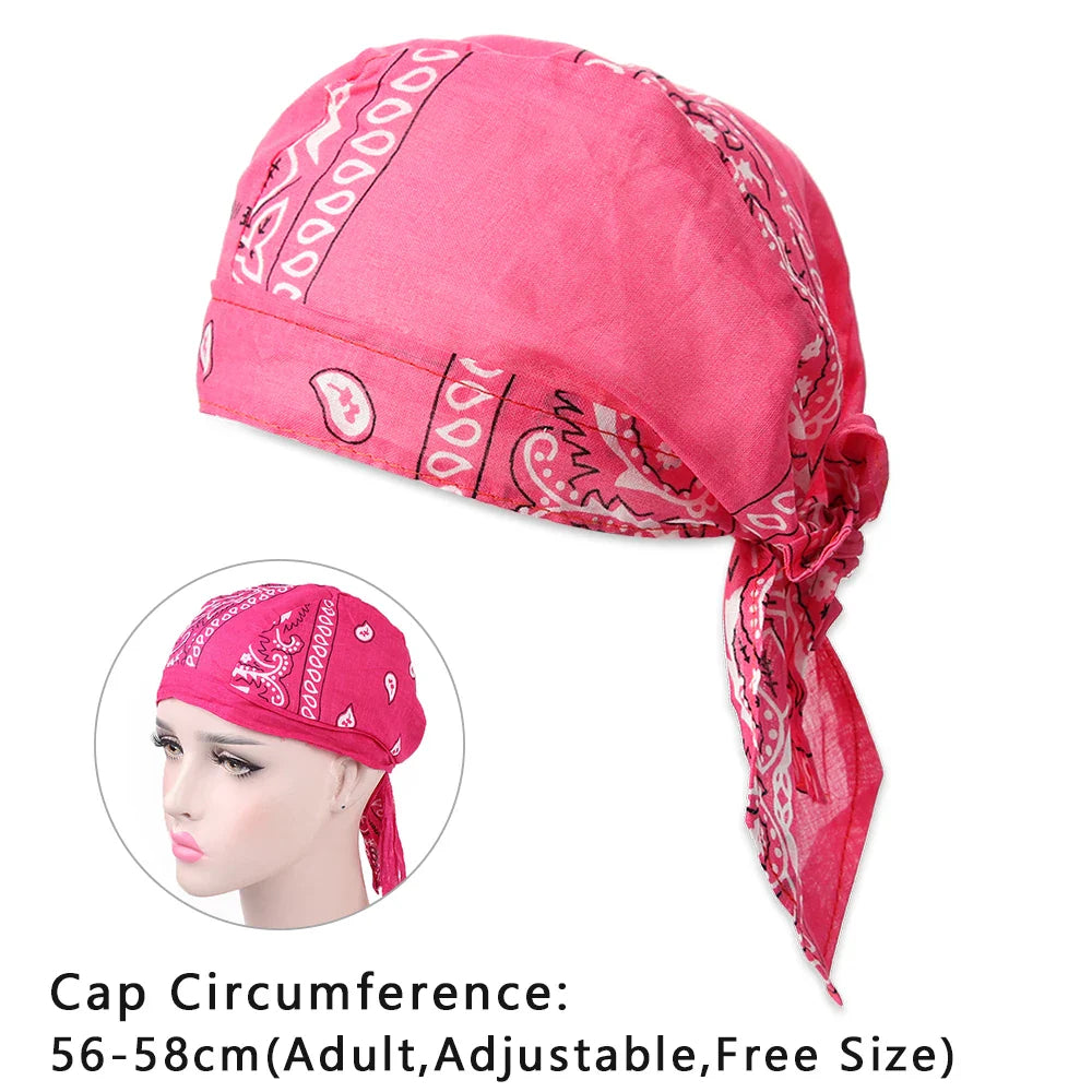 Unisex satin long tail doo rag durag bandana cap with pirate and turban style, suitable for men and women, hip hop and biker headwear.