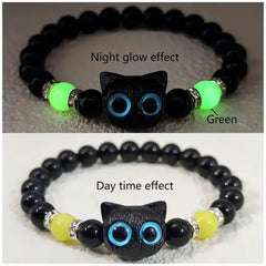Couples Matching Glow In The Dark Cat Head Bracelets