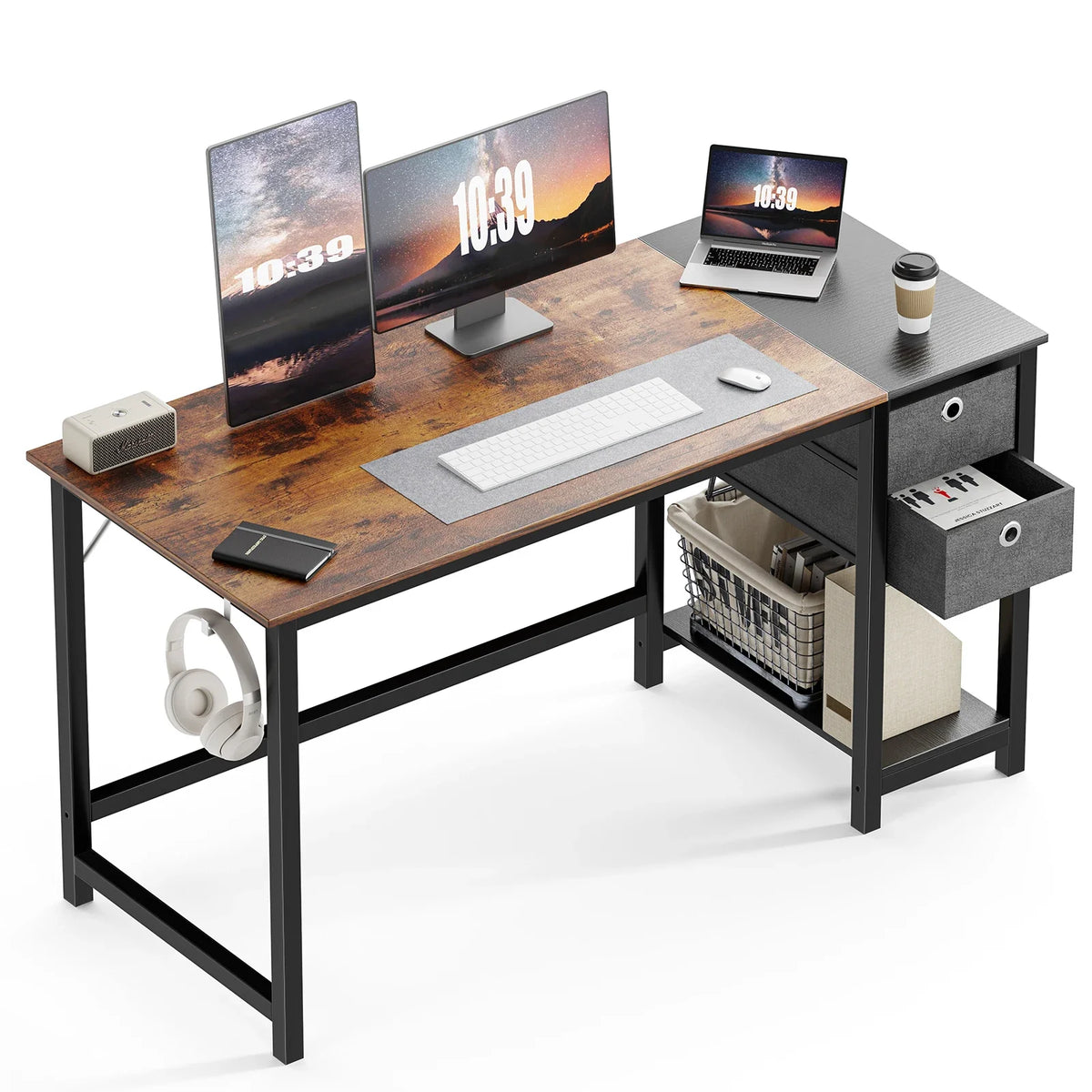 JHK Computer Desk With Drawers 55 Inch For Home Office Pro