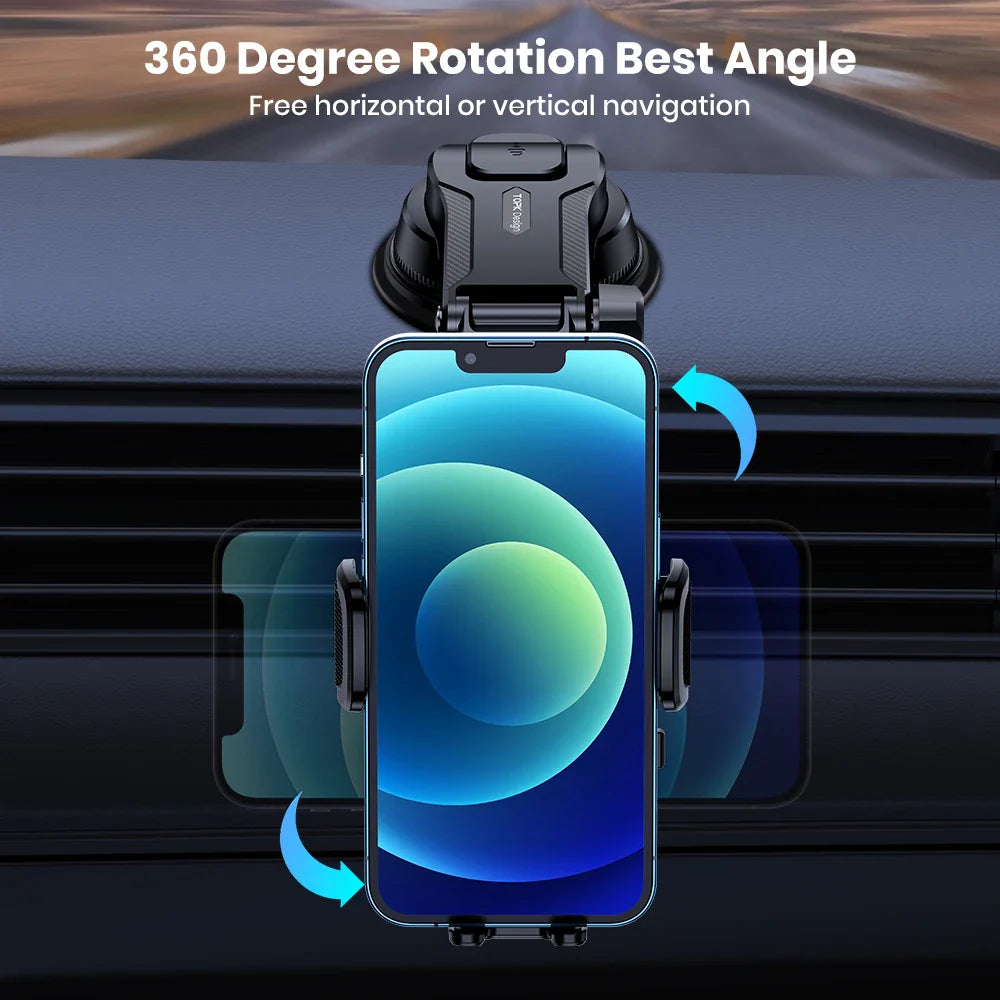 Eliteridegear TOPK gravity dashboard car phone holder stand securely holds smartphones for easy access and viewing.