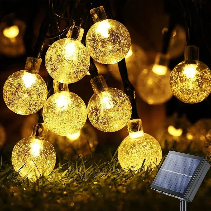 Solar Crystal Globe String Lights – 8 Modes Garden
