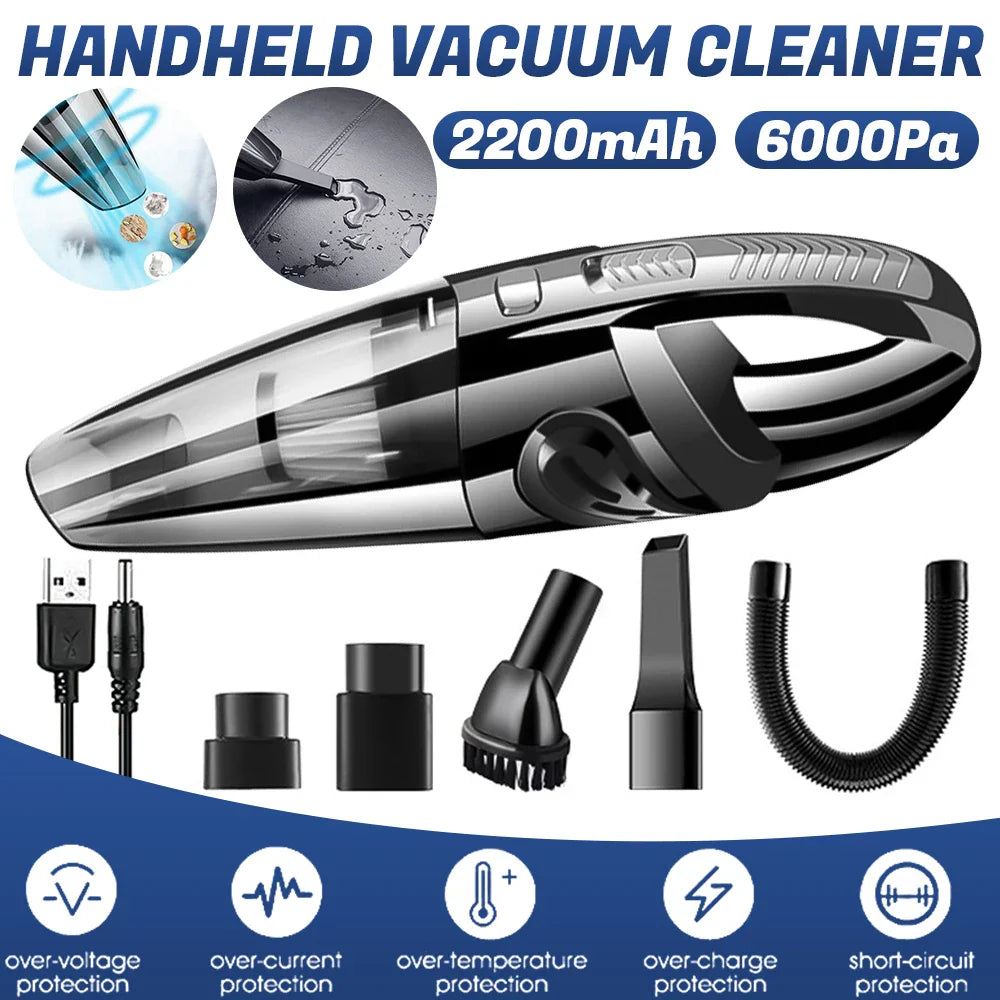 Eliteridegear wireless handheld vacuum cleaner with 12000PA strong suction, USB charging, wet and dry car cleaning in action.