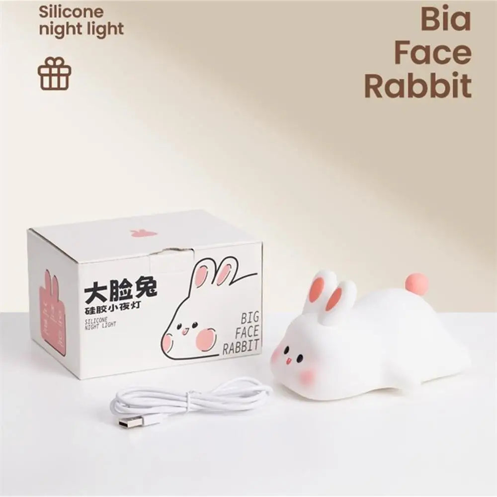 Cute bunny cartoon night light by shopxpress.uk, USB rechargeable bedside lamp with touch dimming for children's sleep comfort.