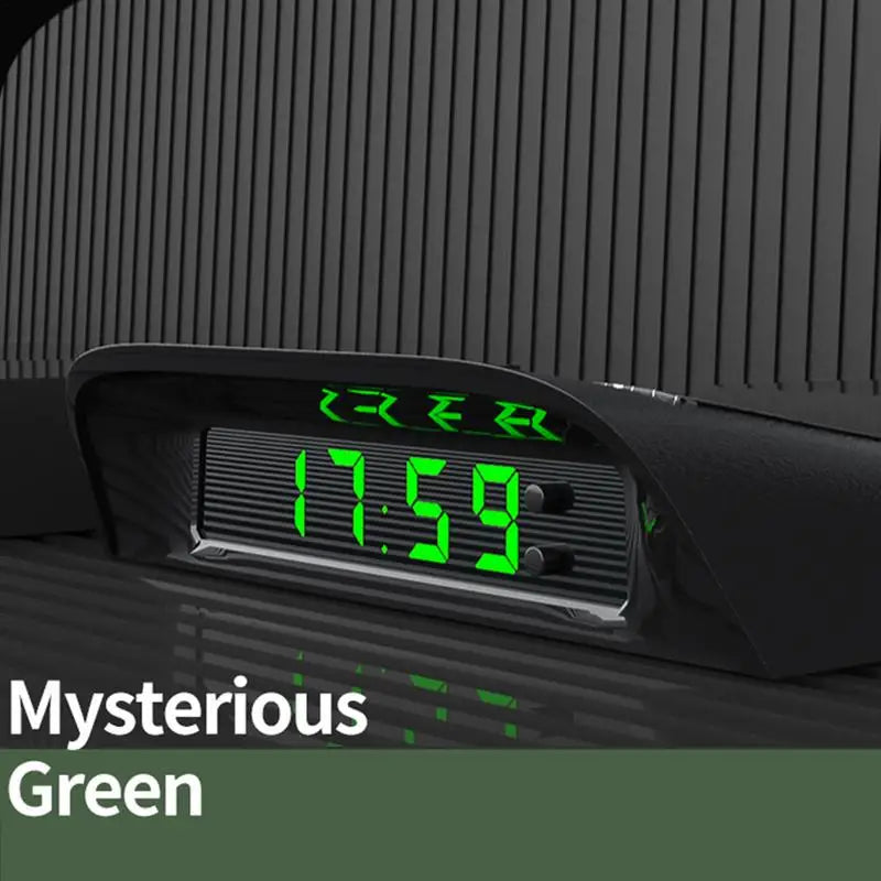 Eliteridegear portable solar car LCD clock displaying time and temperature on auto dashboard with backlight functionality