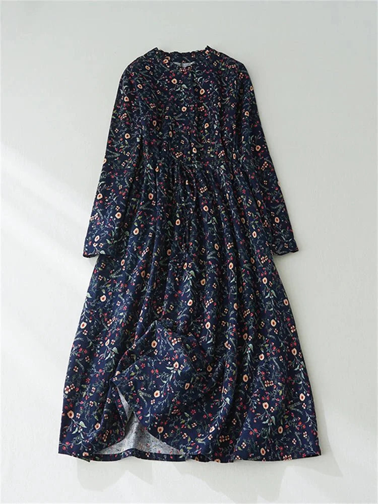 Cotton Print Dress for Women | Spring Autumn Casual Wear
