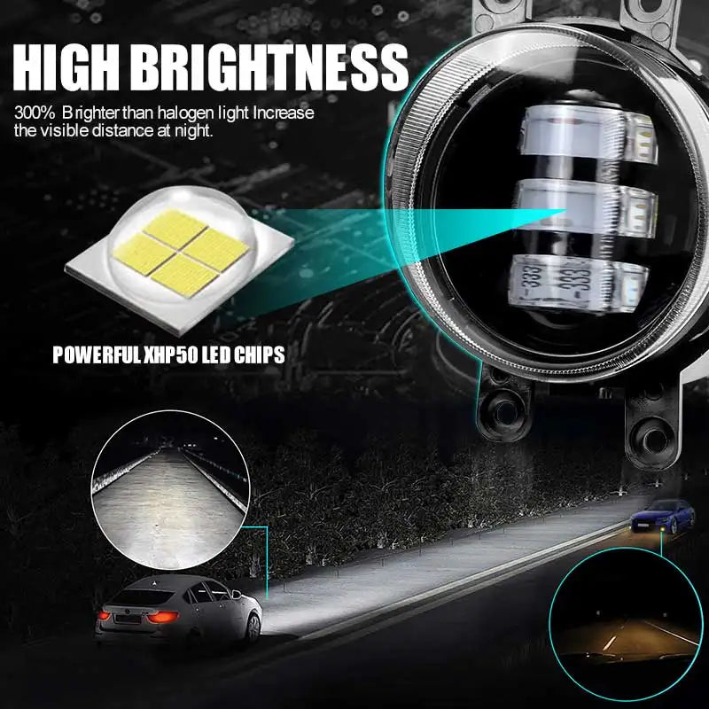 Eliteridegear 3-inch 30W LED fog light with 6000K white flat driving beam for off-road and vehicle lighting.