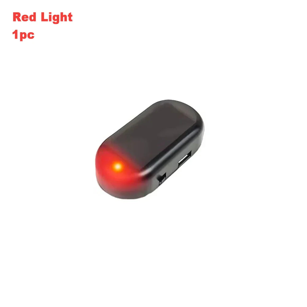 Eliteridegear solar-powered fake security light with LED flashing warning lamp for anti-theft and caution use on vehicles or properties.
