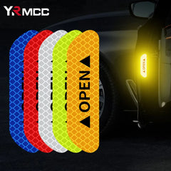 Eliteridegear 4-pack reflective car door stickers with safety warning tape for exterior and interior vehicle visibility and protection.