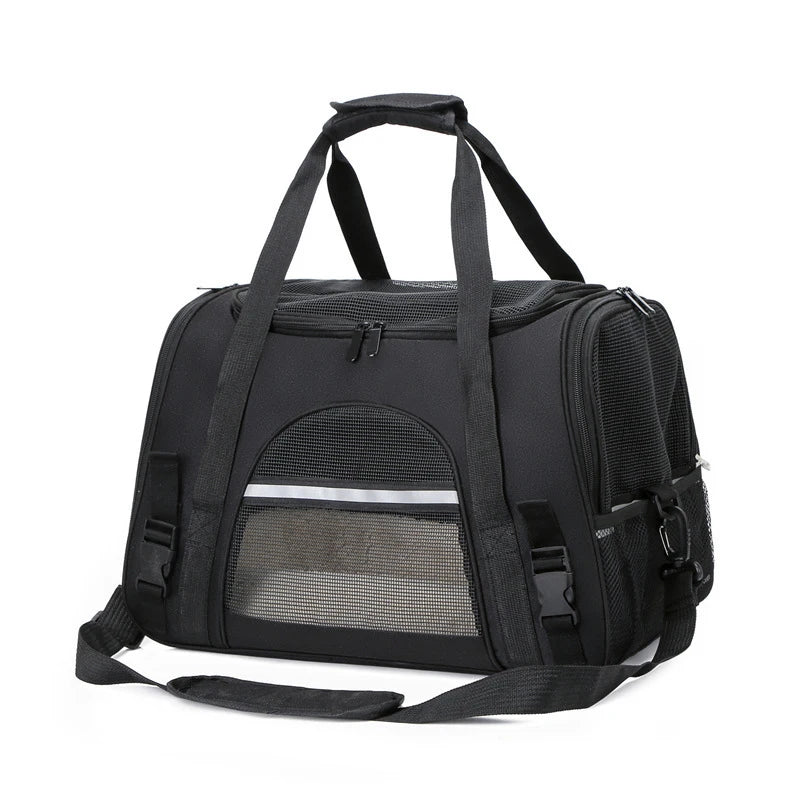 Foldable Adistore pet carrier bag with soft mesh sides for cats and small dogs, ideal for travel and easy to store.