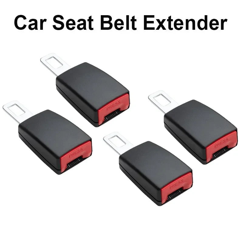 Eliteridegear car seat belt clip extender showing thick insert socket and safety buckle lock for secure seatbelt extension.