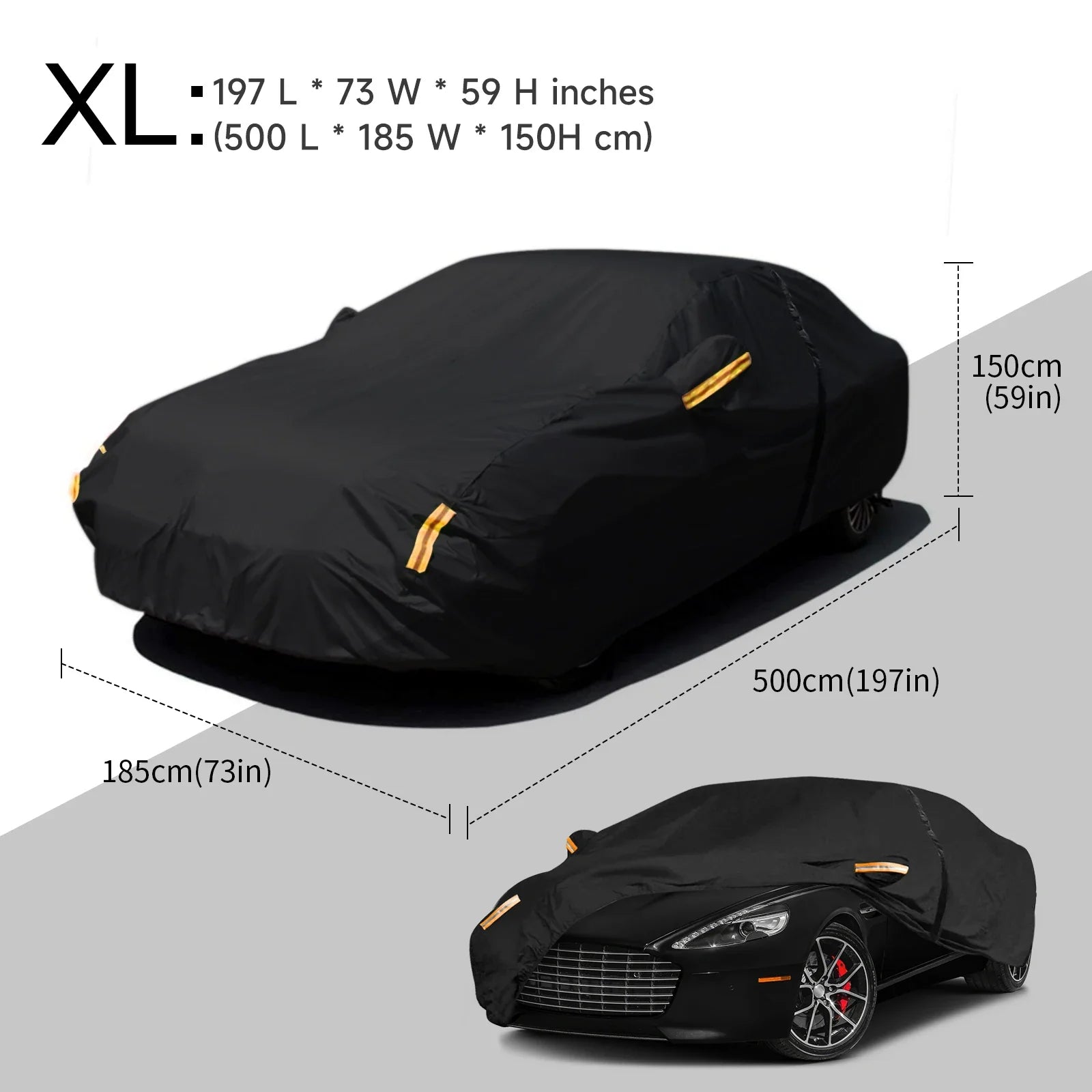 Eliteridegear NEVERLAND car cover in black, full exterior protection, made of 190T polyester taffeta, size XL 500x185x150cm