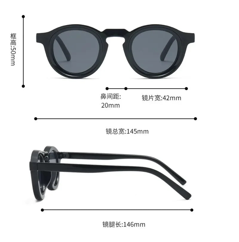 New Retro Round Small Frame Sunglasses Personalized High-end Men's and Women's Glasses Fashion Trend UV Resistant Sunglasses