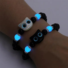 Couples Matching Glow In The Dark Cat Head Bracelets