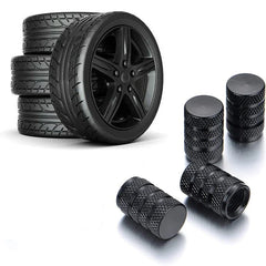 Set of four Eliteridegear aluminum car wheel tire valve stem caps, dust covers for tire air valves, universal fit.