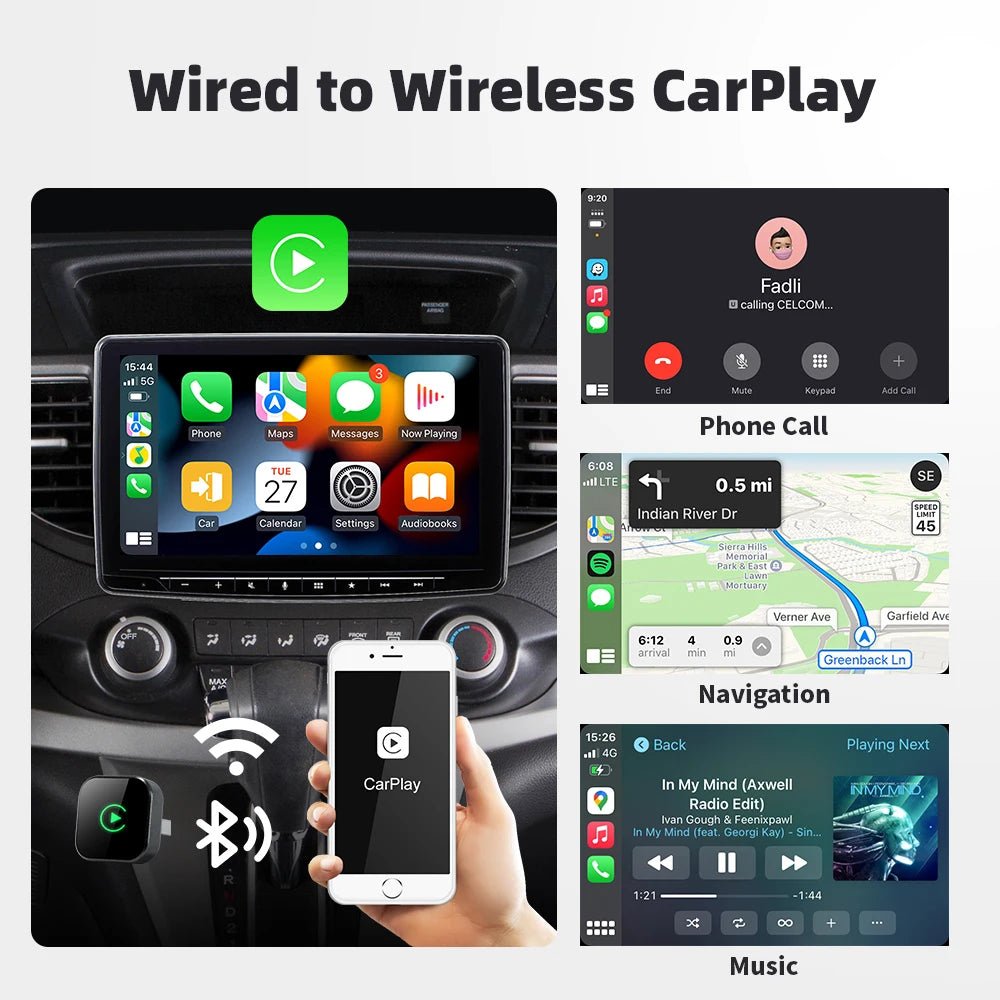 Qzonnect 2025 New Wireless CarPlay & Android Auto Adapter | Wireless Dongle – Ultra-Compact | For Factory-Wired CarPlay AA