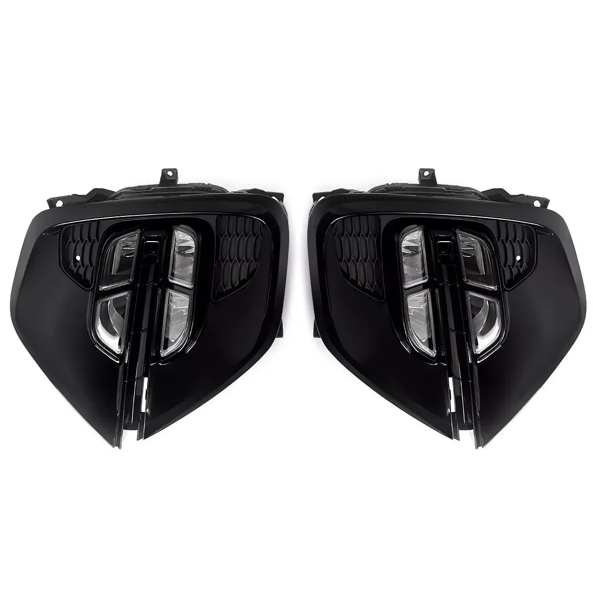 Eliteridegear Quad LED fog lights kit with switch, wires, and plug-and-play assembly for car fog light installation.