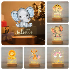 Personalized Kids Animal Night Light Custom Name Lamp