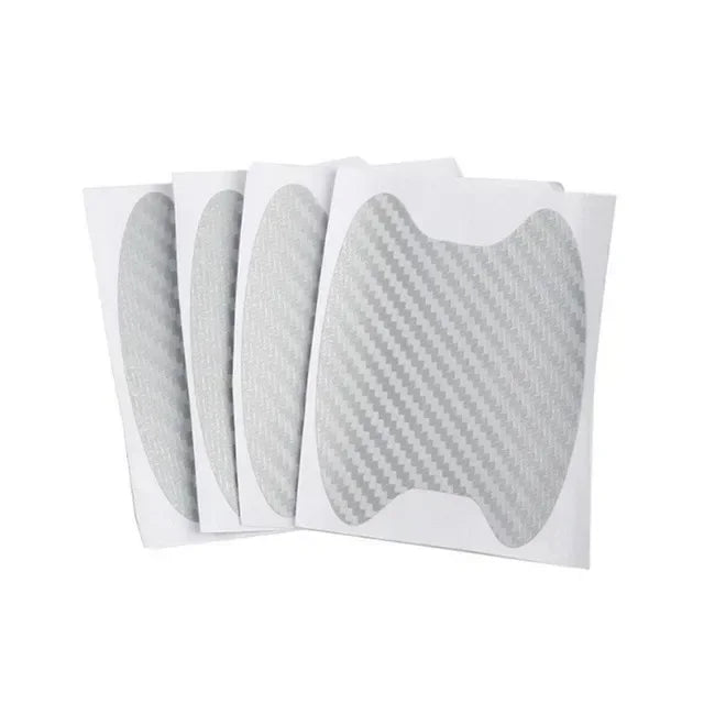 Eliteridegear 4-pack car door handle protective film with carbon fiber finish, scratch-resistant covers for exterior car door handle protection.