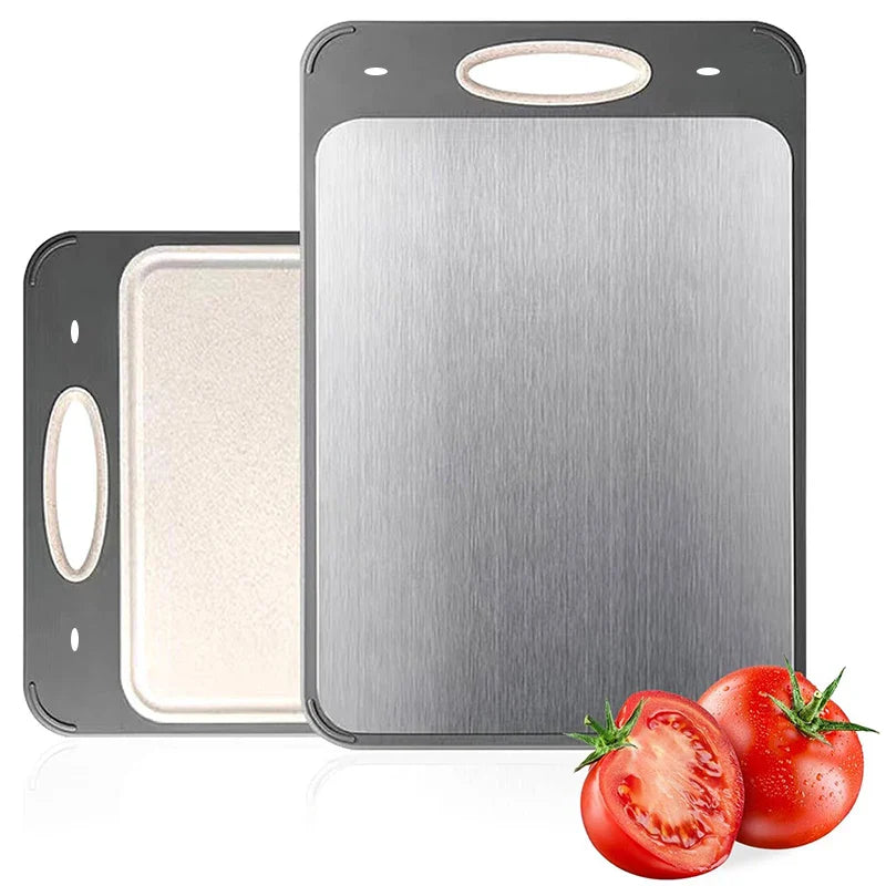 PLYS Double Sided Stainless Cutting Board For Meat And Veggies Hygienic Reversible Kitchen Prep For Home Cooks