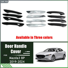 Chrome door handle cover set by Eliteridegear, featuring ABS carbon fiber styling, designed to enhance vehicle door appearance.