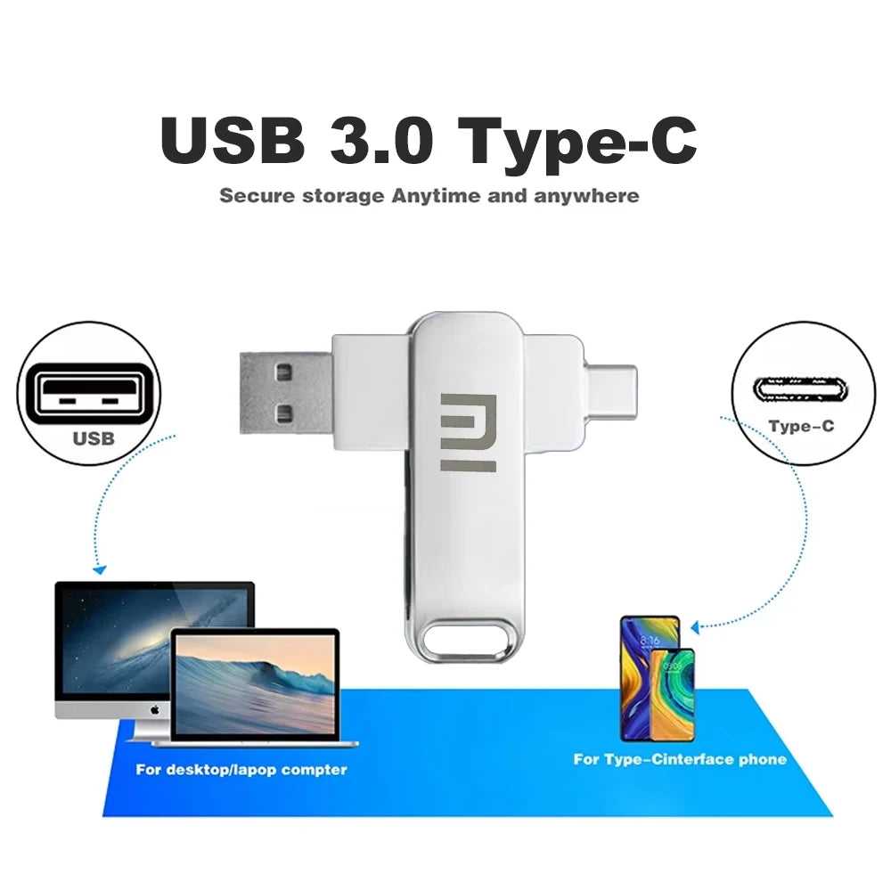 Xiaomi 16TB USB Flash Drive USB 3.0 Memories Type-c 2-In-1 8TB 2TB OTG Pendrive High Speed Flash U Disk For Computer Mobilephone