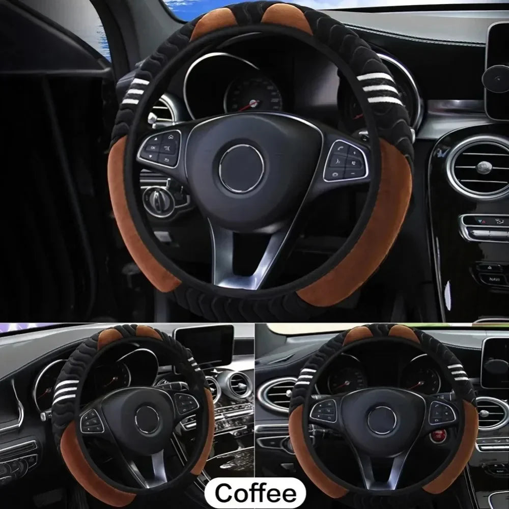 Eliteridegear breathable PU leather car steering wheel cover with anti-slip grip, universal fitting, interior decoration accessory.