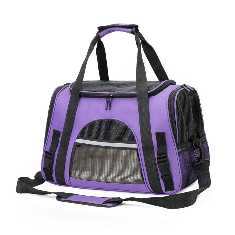 Soft mesh foldable pet carrier bag for cats and small dogs, lightweight and portable by Adistore.