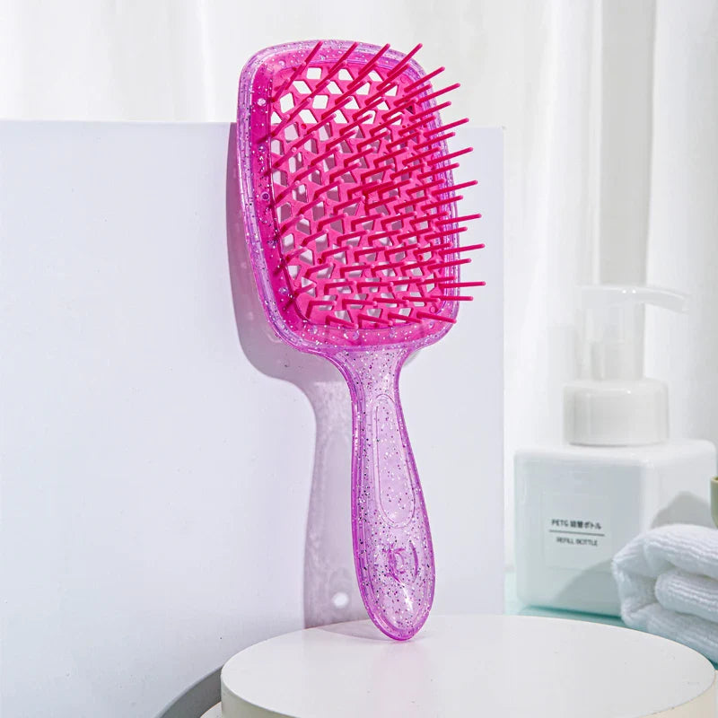 Adistore detangling hair brush for wet and curly hair with massage hollow comb design, ideal for gentle, knot-free styling