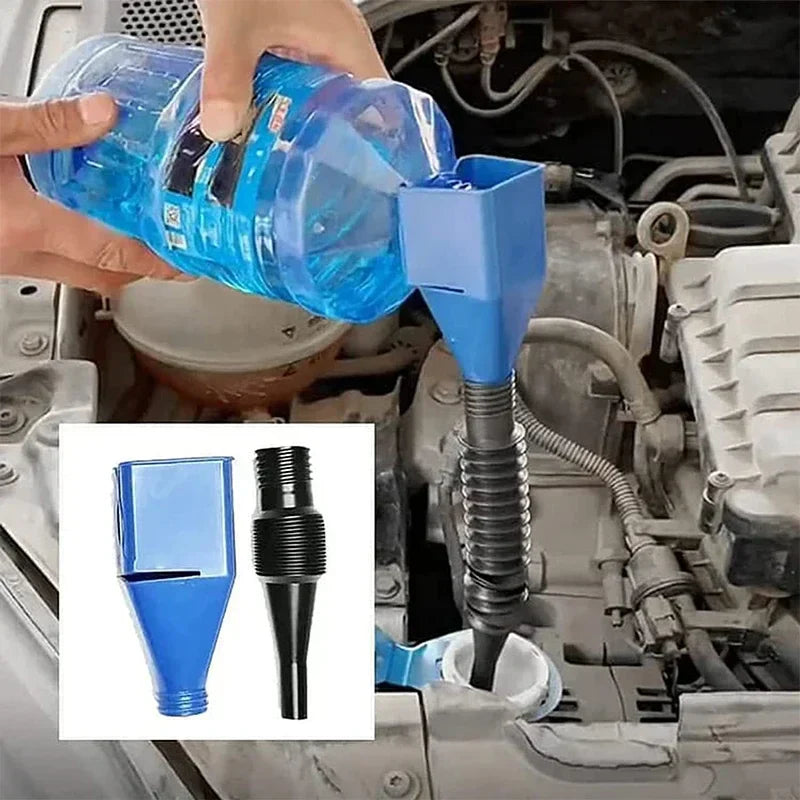 Eliteridegear foldable plastic gasoline and engine oil refueling funnel set, ideal for cars and motorcycles, auto accessories.