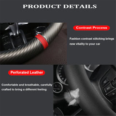 Eliteridegear carbon fiber leather steering wheel cover with breathable, non-slip interior for enhanced grip and style.
