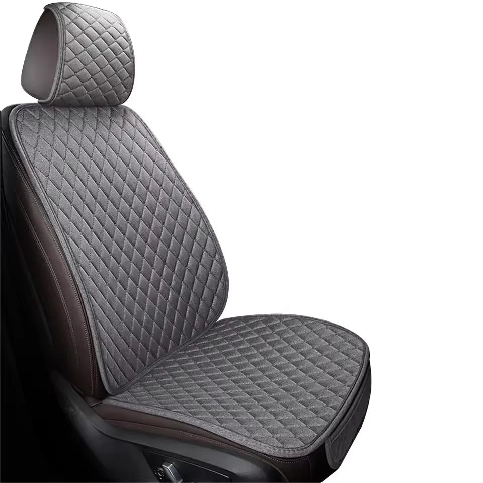 Eliteridegear universal flax car seat cover with front and rear cushions, breathable and comfortable protector mat for vehicle seats.
