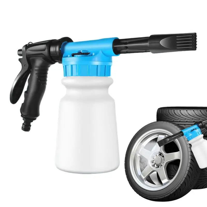 Eliteridegear foam cannon for garden hose, 1L handheld pressurized soap foam sprayer with adjustable nozzle for cleaning.
