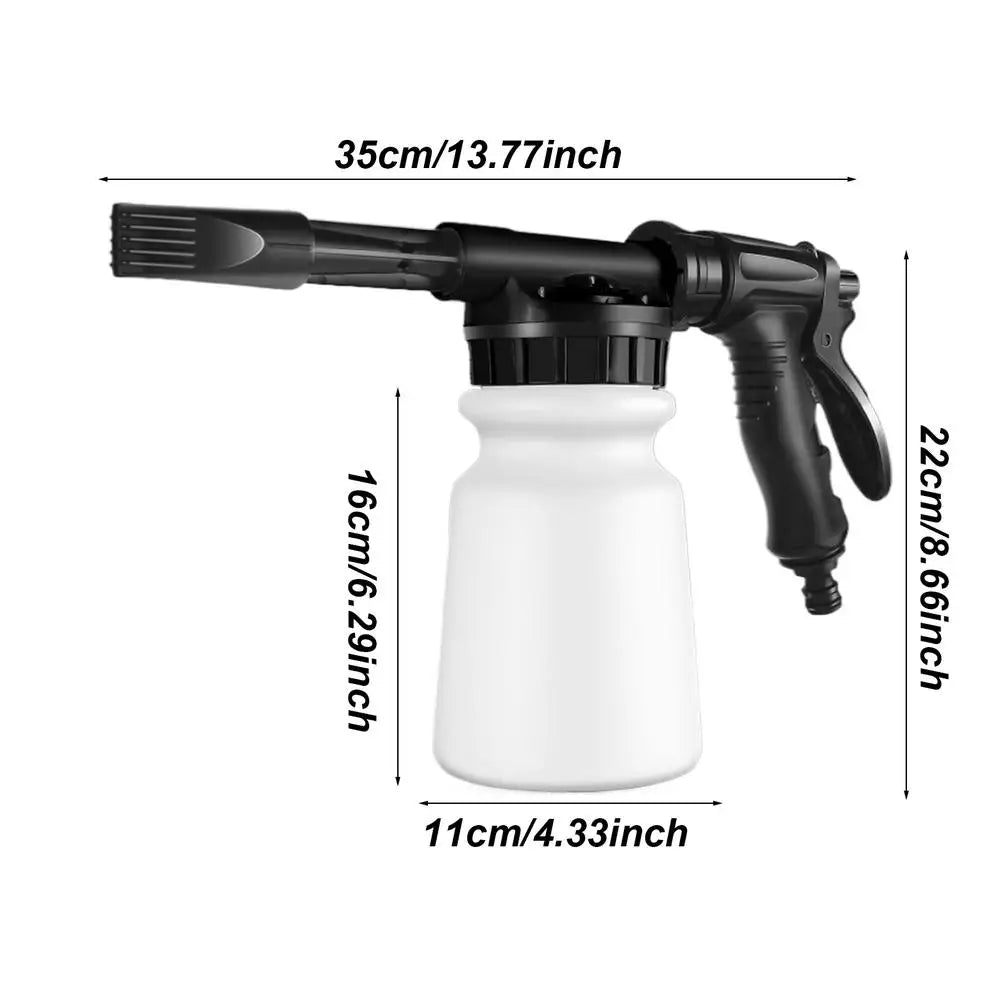 Eliteridegear 1L foam cannon for garden hose, handheld pressurized soap foam sprayer with adjustable nozzle for car cleaning.