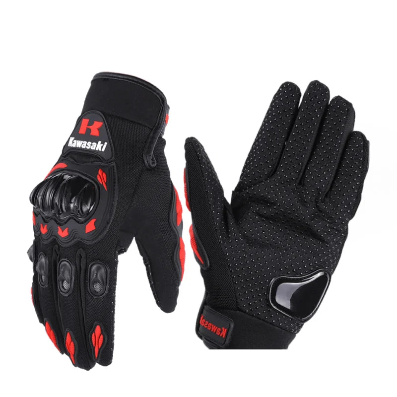 Eliteridegear Kawasaki breathable full finger motorcycle gloves with non-slip, wear-resistant motocross racing design