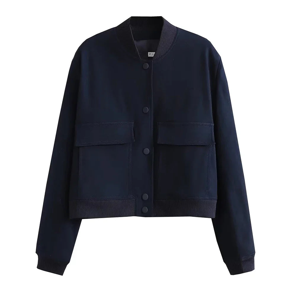 Adistore SLTNX TRAF women's bomber jacket with long sleeves and pockets, stylish ladies jacket in black.